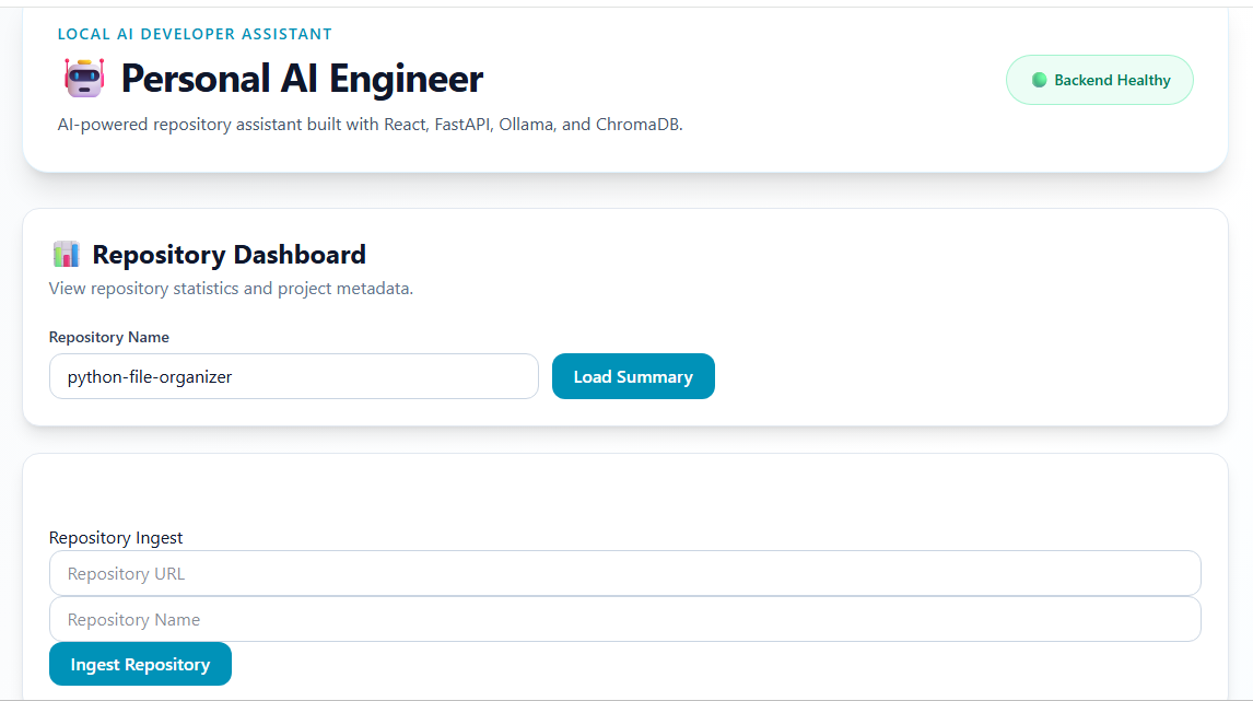 Personal AI Engineer command interface terminal view